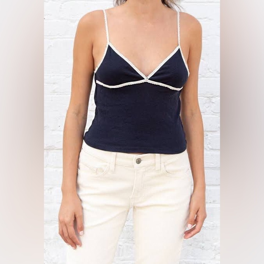 Brandy Melville Navy and White Camisole